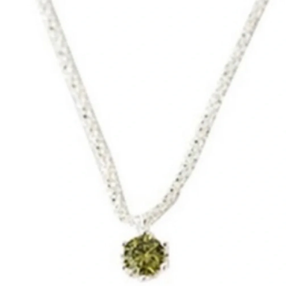 Simulated Emerald CZ Necklace – 14K Gold Plated 925 Silver, Dainty Round Pendant - Picture 4 of 11